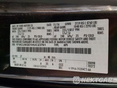 Zdjęcie 14 z 14 samochodu: 2017 FORD ESCAPE SE VIN:1FMCU9GD1HUC23761 - miniatura