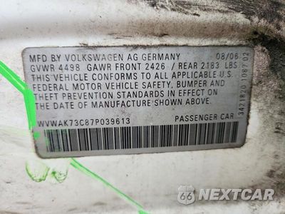 Zdjęcie 12 z 12 samochodu: 2007 VOLKSWAGEN PASSAT 2.0T VIN:WVWAK73C87P039613 - miniatura
