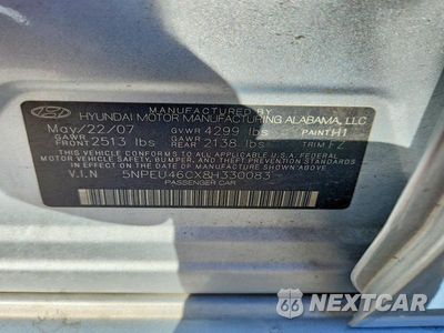 Zdjęcie 12 z 12 samochodu: 2008 HYUNDAI SONATA SE VIN:5NPEU46CX8H330083 - miniatura