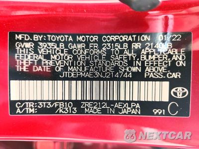 Zdjęcie 12 z 12 samochodu: 2022 TOYOTA COROLLA LE VIN:JTDEPMAE3NJ214744 - miniatura