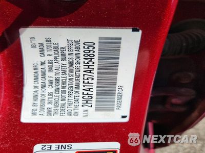 Zdjęcie 12 z 12 samochodu: 2010 HONDA CIVIC LX VIN:2HGFA1F57AH548950 - miniatura