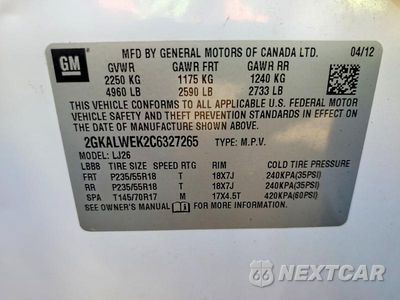 Zdjęcie 14 z 14 samochodu: 2012 GMC TERRAIN SLT VIN:2GKALWEK2C6327265 - miniatura