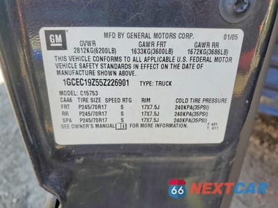 Zdjęcie 12 z 12 samochodu: 2005 CHEVROLET SILVERADO C1500 VIN:1GCEC19Z55Z226901 - miniatura