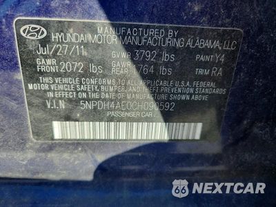 Zdjęcie 12 z 12 samochodu: 2012 HYUNDAI ELANTRA LIMITED VIN:5NPDH4AE0CH090592 - miniatura