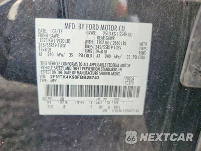 Zdjęcie 13 z 13 samochodu: 2015 FORD EDGE TITANIUM VIN:2FMTK4K98FBB28743 - miniatura