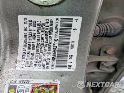 Zdjęcie 12 z 12 samochodu: 2006 HONDA CIVIC EX VIN:1HGFA16866L075160 - miniatura