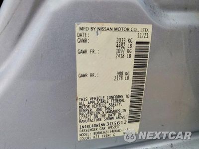 Zdjęcie 12 z 12 samochodu: 2022 NISSAN ALTIMA SV VIN:1N4BL4DW1NN305612 - miniatura