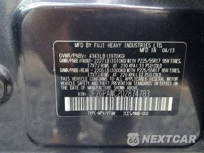Zdjęcie 13 z 13 samochodu: 2013 SUBARU XV CROSSTREK 2.0 PREMIUM VIN:JF2GPAWC2D2874783 - miniatura