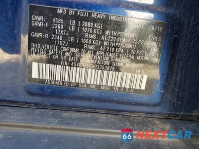 Zdjęcie 12 z 12 samochodu: 2011 SUBARU OUTBACK 2.5I LIMITED VIN:4S4BRBLC8B3351879 - miniatura