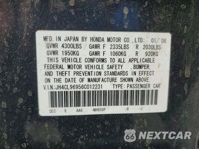 Zdjęcie 12 z 12 samochodu: 2006 ACURA TSX VIN:JH4CL96956C012231 - miniatura