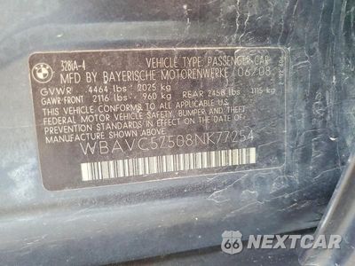 Zdjęcie 12 z 12 samochodu: 2008 BMW 328 I SULEV VIN:WBAVC57508NK77254 - miniatura