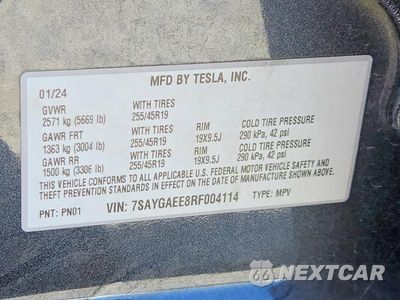 Zdjęcie 14 z 14 samochodu: 2024 TESLA MODEL Y VIN:7SAYGAEE8RF004114 - miniatura