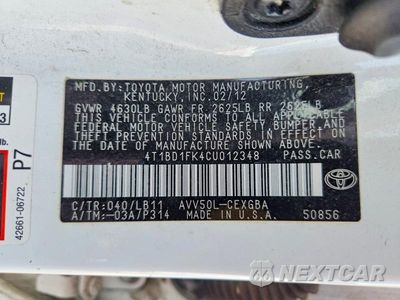 Zdjęcie 13 z 13 samochodu: 2012 TOYOTA CAMRY HYBRID XLE VIN:4T1BD1FK4CU012348 - miniatura