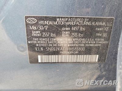 Zdjęcie 13 z 13 samochodu: 2017 HYUNDAI SONATA SE VIN:5NPE24AF6HH583800 - miniatura