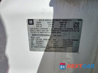 Zdjęcie 13 z 13 samochodu: 2014 CHEVROLET EQUINOX LT VIN:2GNFLFE32E6306484 - miniatura