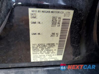 Zdjęcie 12 z 12 samochodu: 2017 NISSAN ALTIMA 2.5 SR VIN:1N4AL3AP7HC298183 - miniatura