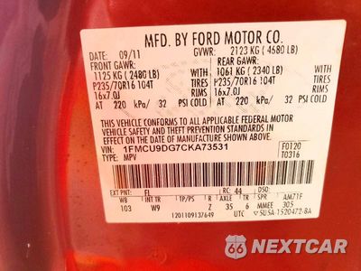 Zdjęcie 13 z 13 samochodu: 2012 FORD ESCAPE XLT VIN:1FMCU9DG7CKA73531 - miniatura
