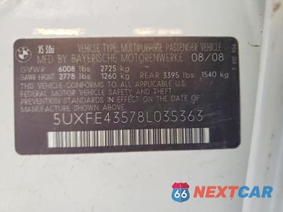 Zdjęcie 13 z 13 samochodu: 2008 BMW X5 3.0I VIN:5UXFE43578L035363 - miniatura