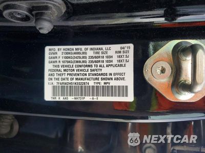 Zdjęcie 13 z 13 samochodu: 2019 HONDA CR-V EX VIN:7FARW2H51KE022874 - miniatura