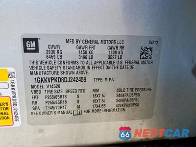 Zdjęcie 13 z 13 samochodu: 2013 GMC ACADIA SLE VIN:1GKKVPKD8DJ242459 - miniatura