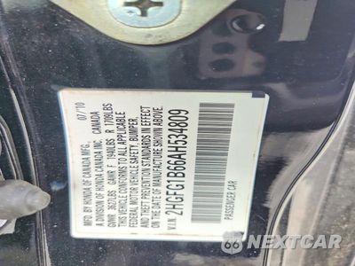 Zdjęcie 12 z 12 samochodu: 2010 HONDA CIVIC LX VIN:2HGFG1B66AH534809 - miniatura