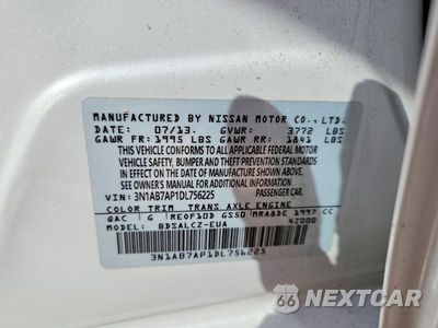 Zdjęcie 12 z 12 samochodu: 2013 NISSAN SENTRA S VIN:3N1AB7AP1DL756225 - miniatura