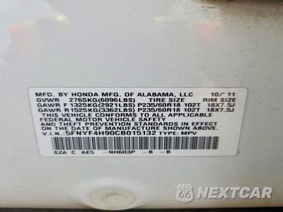 Zdjęcie 13 z 13 samochodu: 2012 HONDA PILOT TOURING VIN:5FNYF4H90CB015132 - miniatura