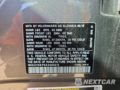 Zdjęcie 13 z 13 samochodu: 2014 VOLKSWAGEN TOUAREG V6 VIN:WVGEF9BP5ED004513 - miniatura