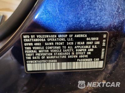 Zdjęcie 13 z 13 samochodu: 2013 VOLKSWAGEN PASSAT SEL VIN:1VWCN7A37DC125658 - miniatura