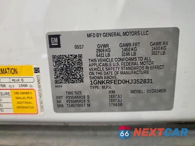 Zdjęcie 13 z 13 samochodu: 2017 CHEVROLET TRAVERSE LS VIN:1GNKRFED0HJ352831 - miniatura
