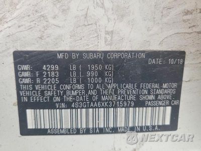 Zdjęcie 12 z 12 samochodu: 2019 SUBARU IMPREZA VIN:4S3GTAA6XK3715979 - miniatura
