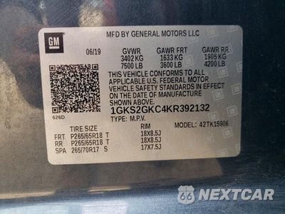 Zdjęcie 13 z 13 samochodu: 2019 GMC YUKON XL K1500 SLT VIN:1GKS2GKC4KR392132 - miniatura