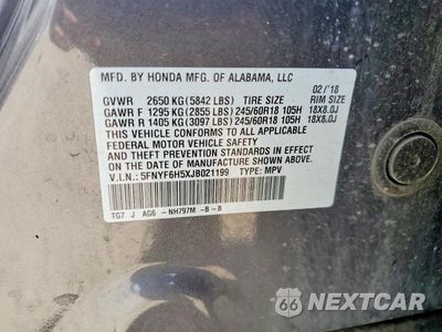 Zdjęcie 13 z 13 samochodu: 2018 HONDA PILOT EXL VIN:5FNYF6H5XJB021199 - miniatura