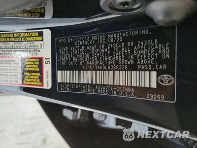 Zdjęcie 12 z 12 samochodu: 2020 TOYOTA CAMRY LE VIN:4T1C11AK9LU386328 - miniatura
