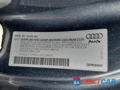 Zdjęcie 12 z 12 samochodu: 2012 AUDI A5 PREMIUM PLUS VIN:WAULFAFR0CA025869 - miniatura
