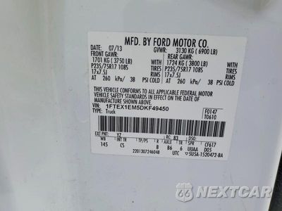 Zdjęcie 12 z 12 samochodu: 2013 FORD F150 SUPER CAB VIN:1FTEX1EM5DKF49450 - miniatura