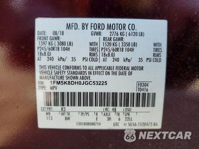 Zdjęcie 14 z 14 samochodu: 2018 FORD EXPLORER XLT VIN:1FM5K8DH0JGC53225 - miniatura