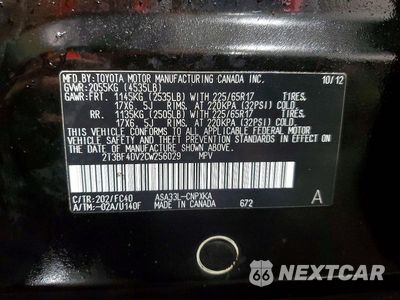 Zdjęcie 12 z 12 samochodu: 2012 TOYOTA RAV4 BASE VIN:2T3BF4DV2CW256029 - miniatura