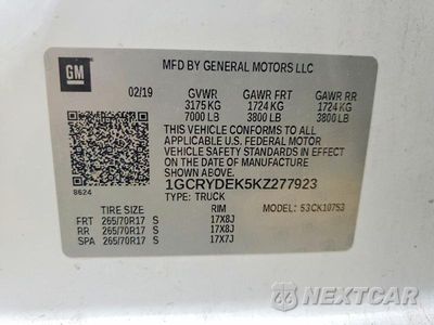 Zdjęcie 12 z 12 samochodu: 2019 CHEVROLET SILVERADO K1500 LT VIN:1GCRYDEK5KZ277923 - miniatura