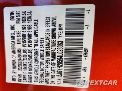 Zdjęcie 12 z 12 samochodu: 2004 HONDA ELEMENT EX VIN:5J6YH28594L023363 - miniatura
