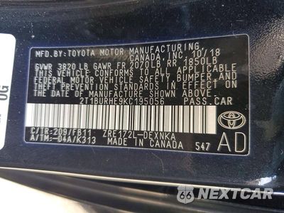 Zdjęcie 13 z 13 samochodu: 2019 TOYOTA COROLLA LE VIN:2T1BURHE9KC195056 - miniatura