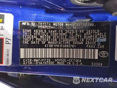 Zdjęcie 12 z 12 samochodu: 2015 TOYOTA CAMRY SE VIN:4T1BF1FK1FU885781 - miniatura