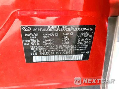 Zdjęcie 13 z 13 samochodu: 2020 HYUNDAI SANTA FE SEL VIN:5NMS33AD8LH228996 - miniatura