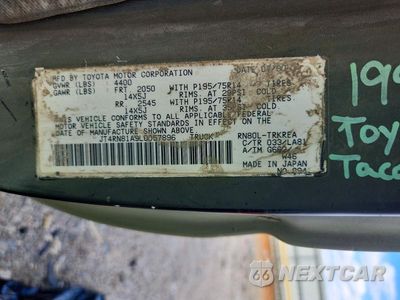 Zdjęcie 12 z 12 samochodu: 1990 TOYOTA PICKUP 1/2 TON SHORT WHEELBASE VIN:JT4RN81A9L0057896 - miniatura