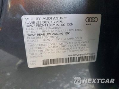 Zdjęcie 13 z 13 samochodu: 2016 AUDI SQ5 PREMIUM PLUS VIN:WA1CCAFP8GA035284 - miniatura