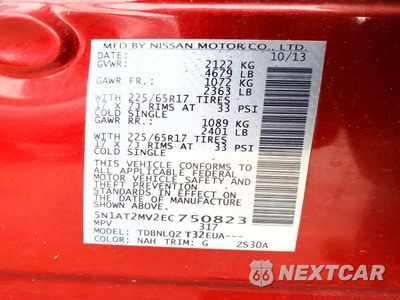 Zdjęcie 14 z 14 samochodu: 2014 NISSAN ROGUE SV VIN:5N1AT2MV2EC750823 - miniatura