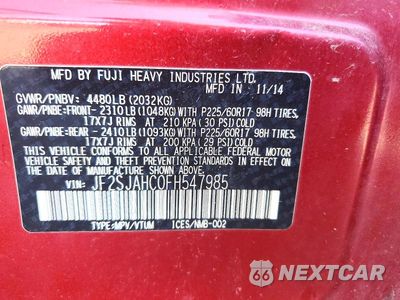 Zdjęcie 13 z 13 samochodu: 2015 SUBARU FORESTER 2.5I LIMITED VIN:JF2SJAHC0FH547985 - miniatura