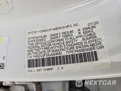 Zdjęcie 12 z 12 samochodu: 2020 HONDA ACCORD SPORT VIN:1HGCV2F33LA024952 - miniatura