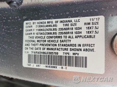 Zdjęcie 13 z 13 samochodu: 2018 HONDA CR-V EXL VIN:7FARW2H86JE005769 - miniatura