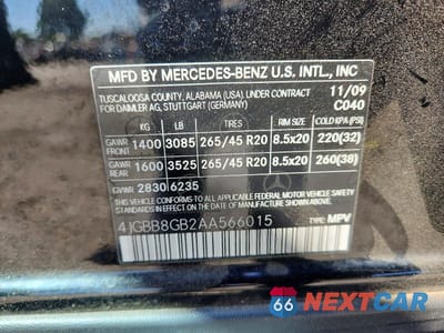 Zdjęcie 14 z 14 samochodu: 2010 MERCEDES-BENZ ML 350 4MATIC VIN:4JGBB8GB2AA566015 - miniatura